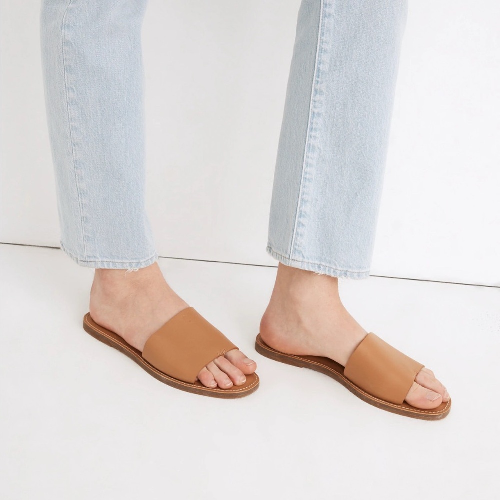 Madewell Boardwalk Post Tan Slide Sandals- desert camel size 10